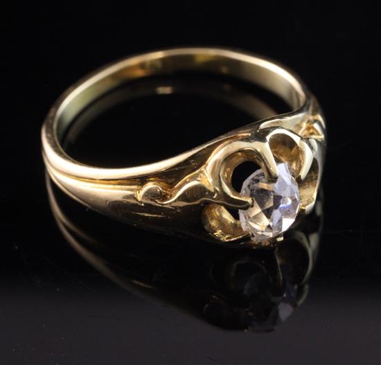 A gold and claw set diamond solitaire ring, size M.